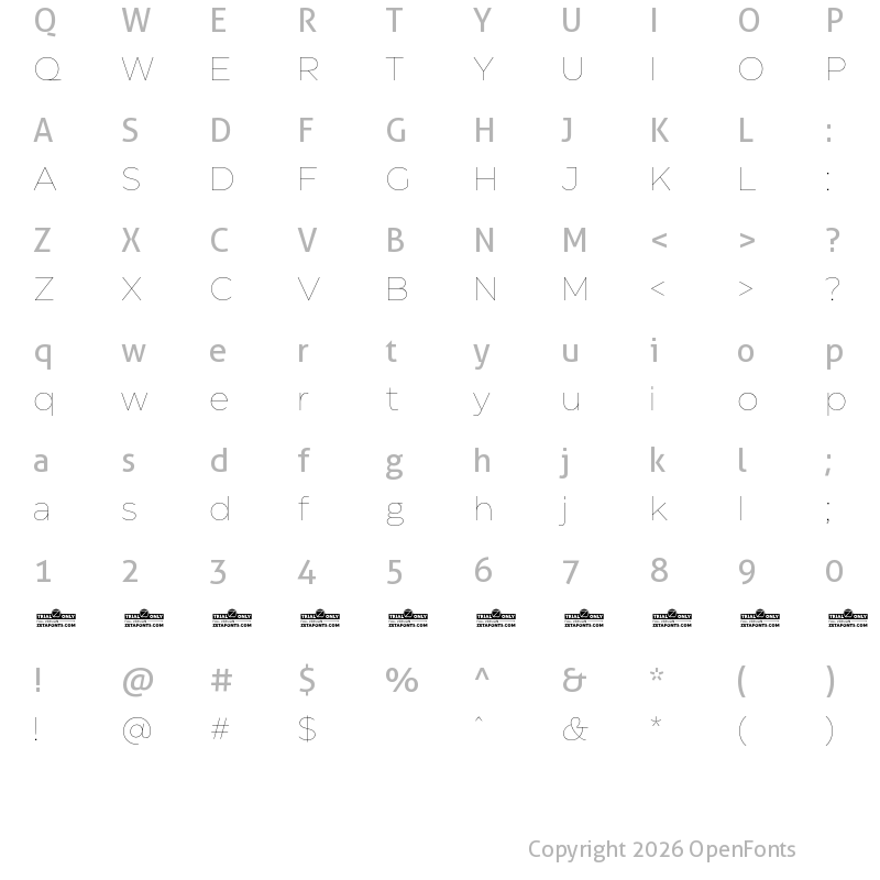 Character Map of Eastman Trial Thin