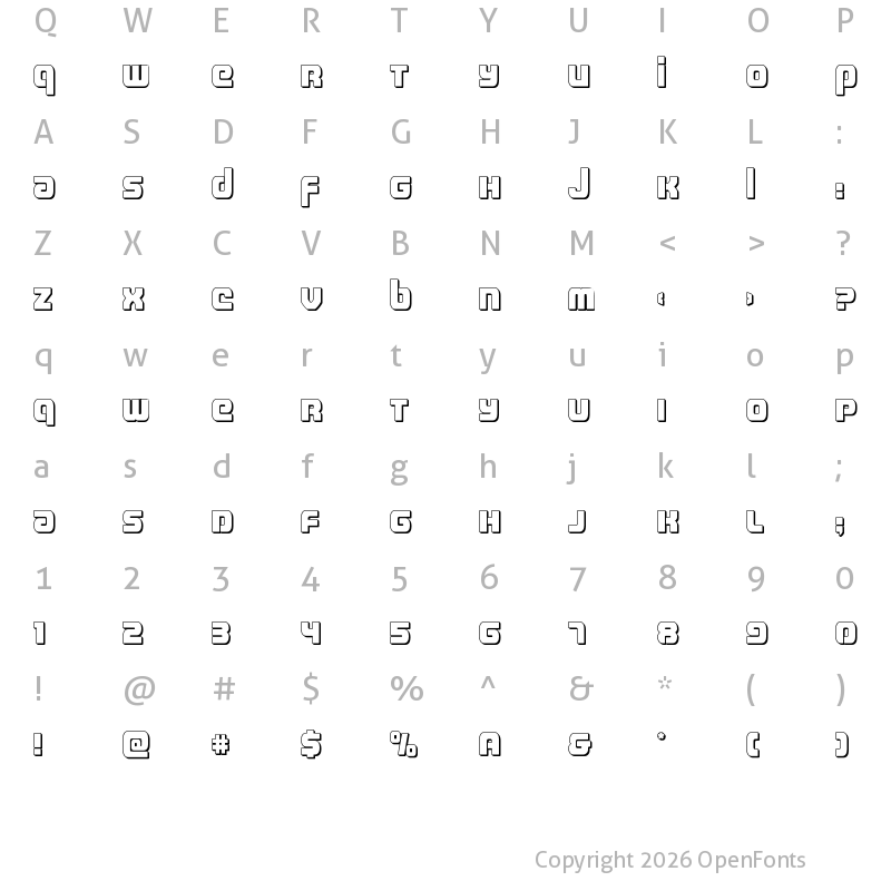 Character Map of Easy Ride 3D Regular