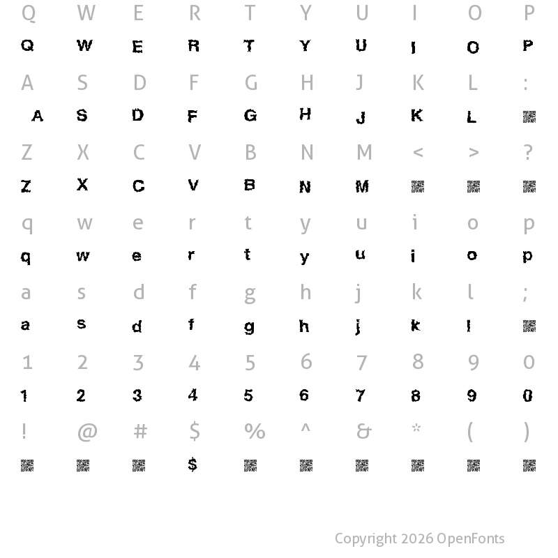 Character Map of EasyHorror Regular