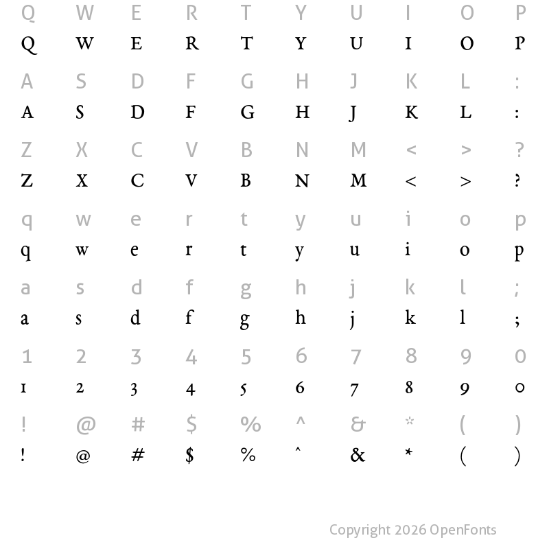 Character Map of EB Garamond 08 Regular