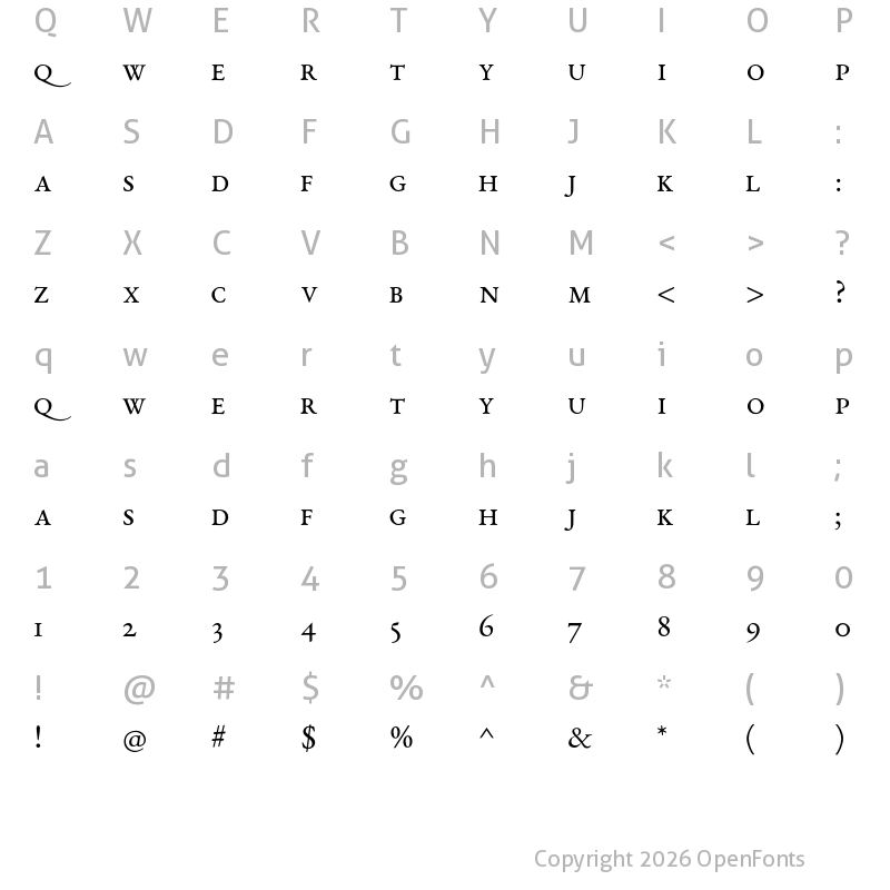 Character Map of EB Garamond 12 All SC AllSC