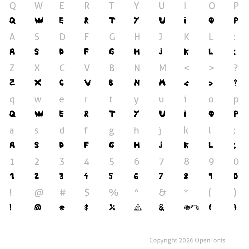 Character Map of Ebola Font Regular