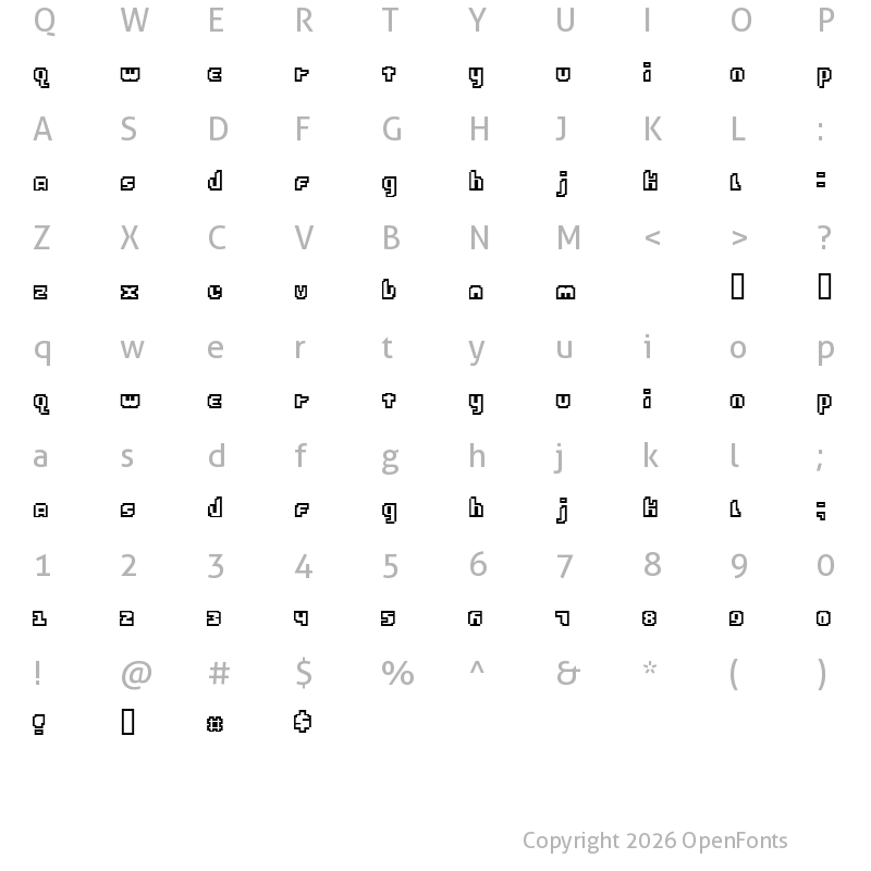 Character Map of ebrain2.0 Regular
