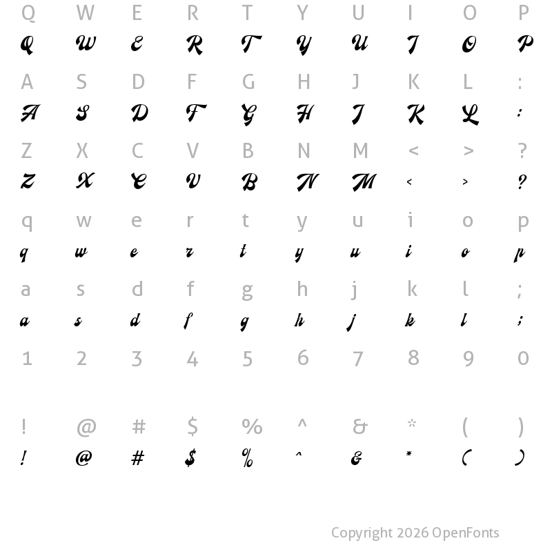 Character Map of Ecentric DEMO Regular
