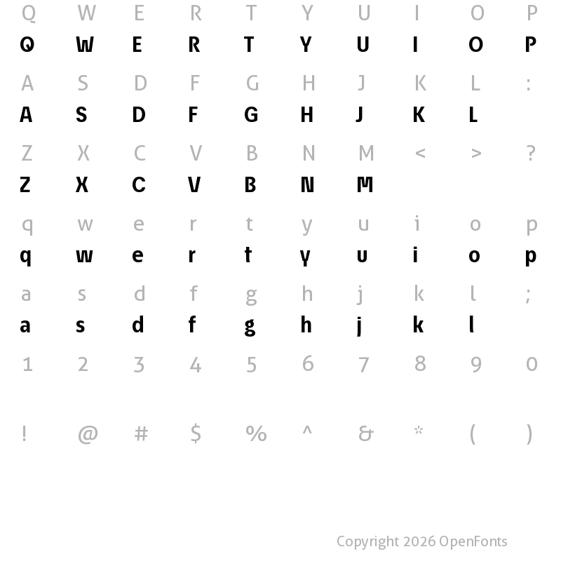 Character Map of EconoSans Reduced 75 Bold