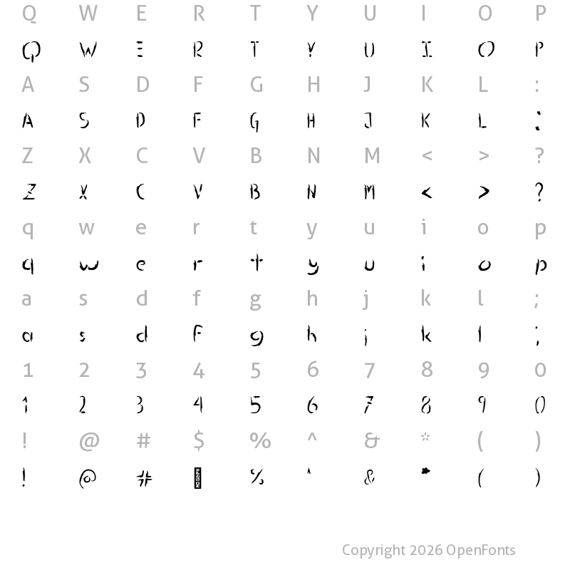 Character Map of Edit Mark Regular