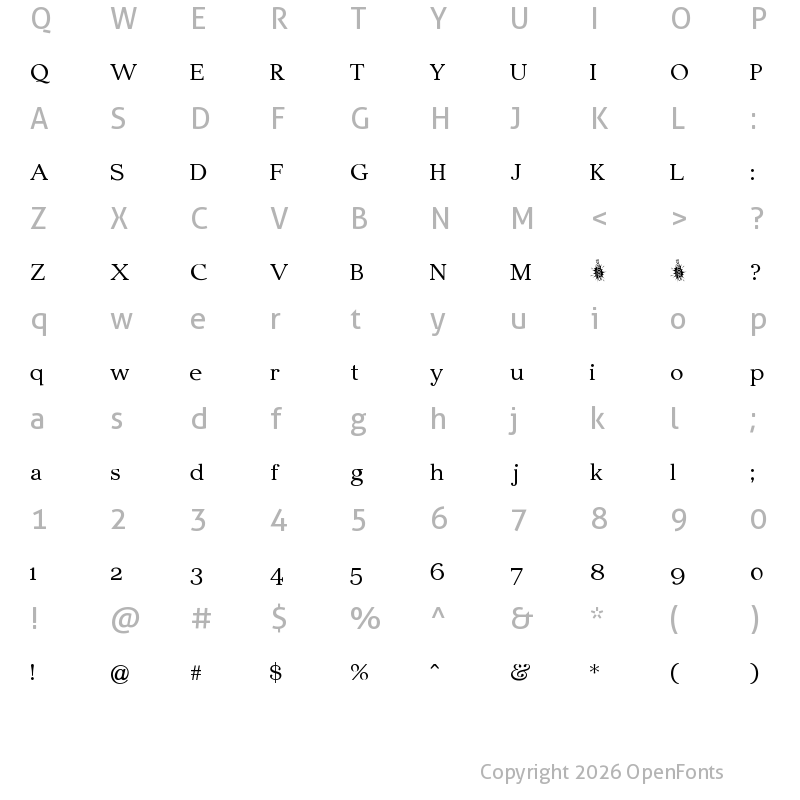 Character Map of Edmundsbury Serif Regular
