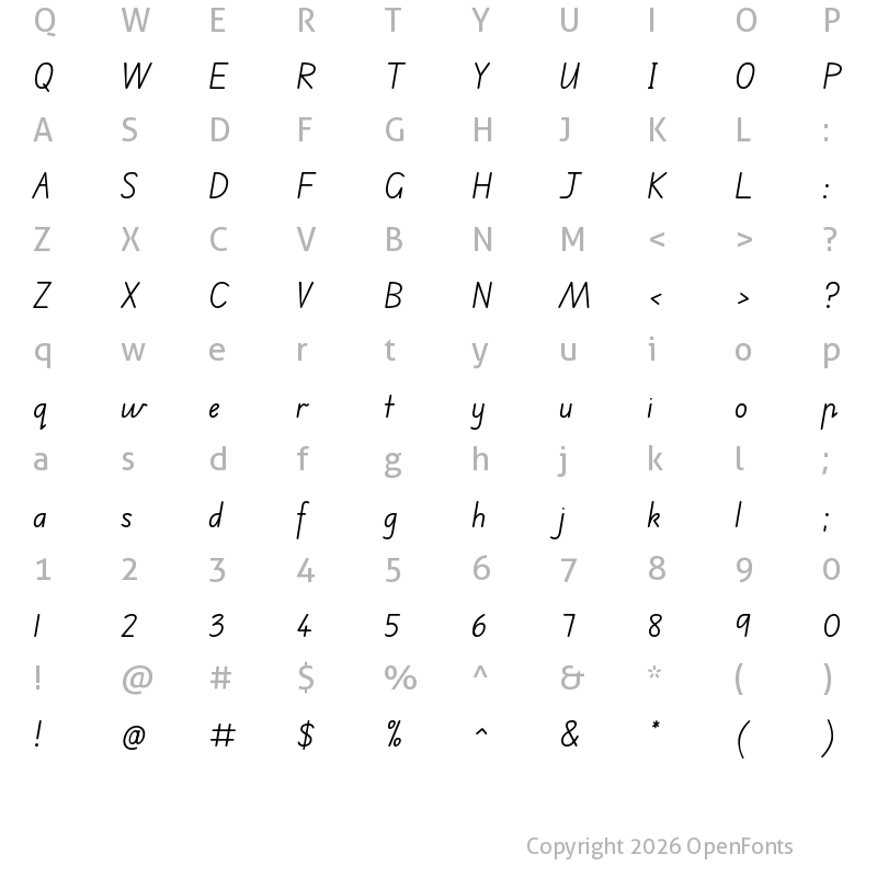 Character Map of Edu VIC WA NT Beginner Regular