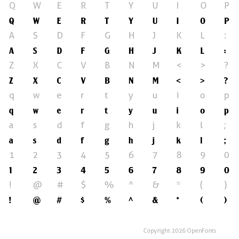 Character Map of EFCO Godfrey Condensed