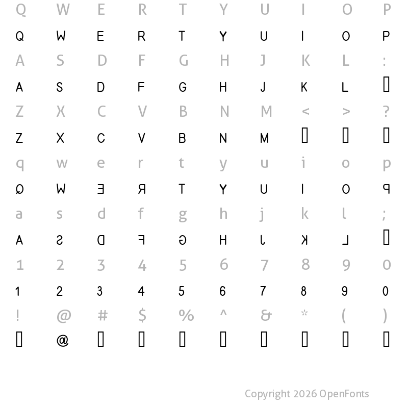 Character Map of EFITYPE REVERSE Regular