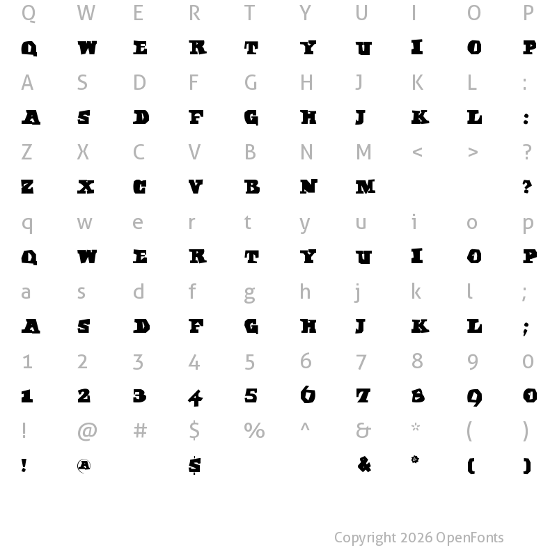 Character Map of EgyptAxt Regular