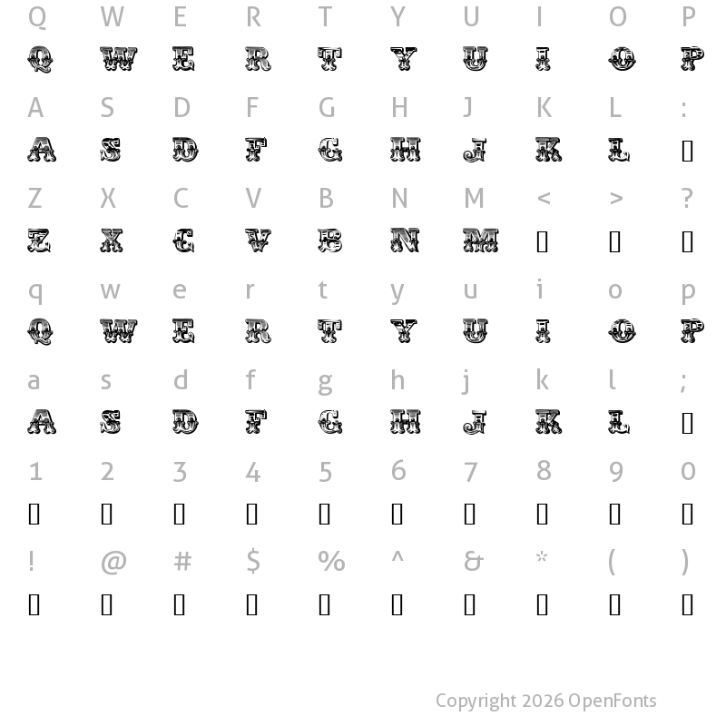 Character Map of Egyptienne Zierinitialien Regular