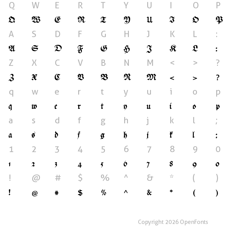 Character Map of Ehmcke Federfraktur Regular