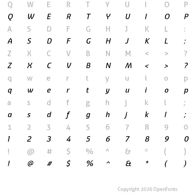 Character Map of Eigerdals Medium Italic