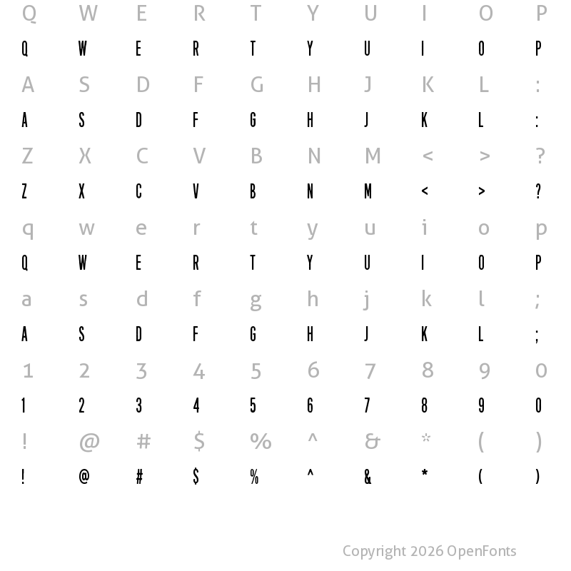 Character Map of Eight Days A Week Regular