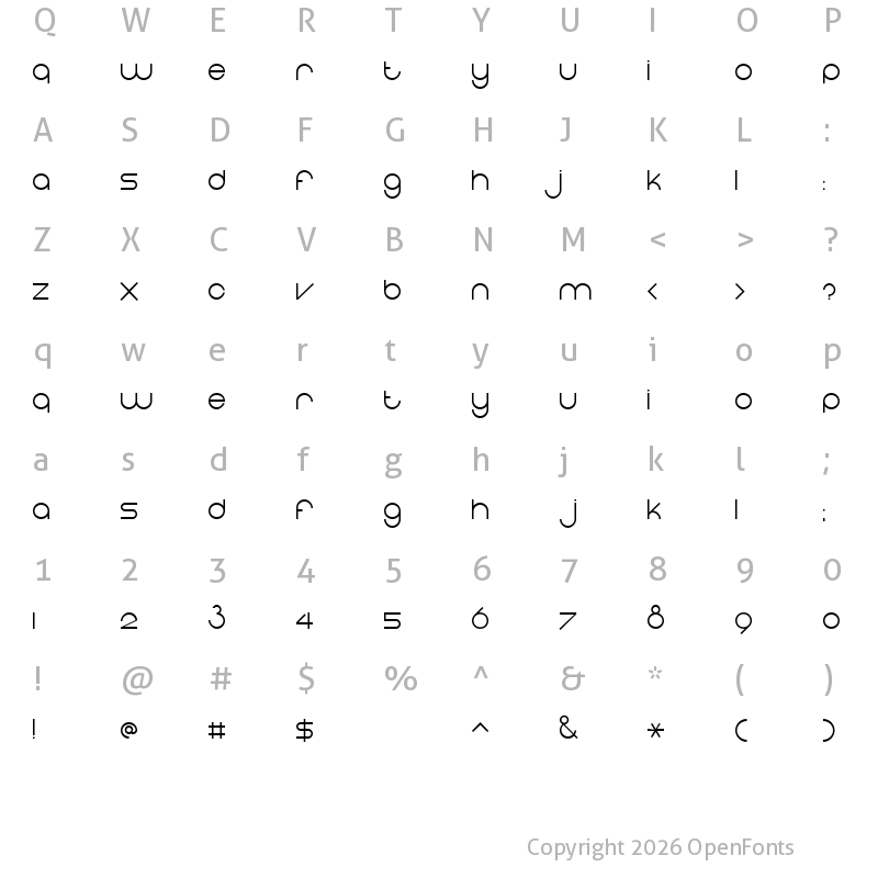 Character Map of Eight One Regular