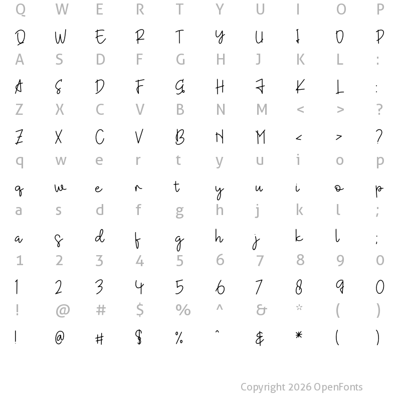 Character Map of Eillayva Regular