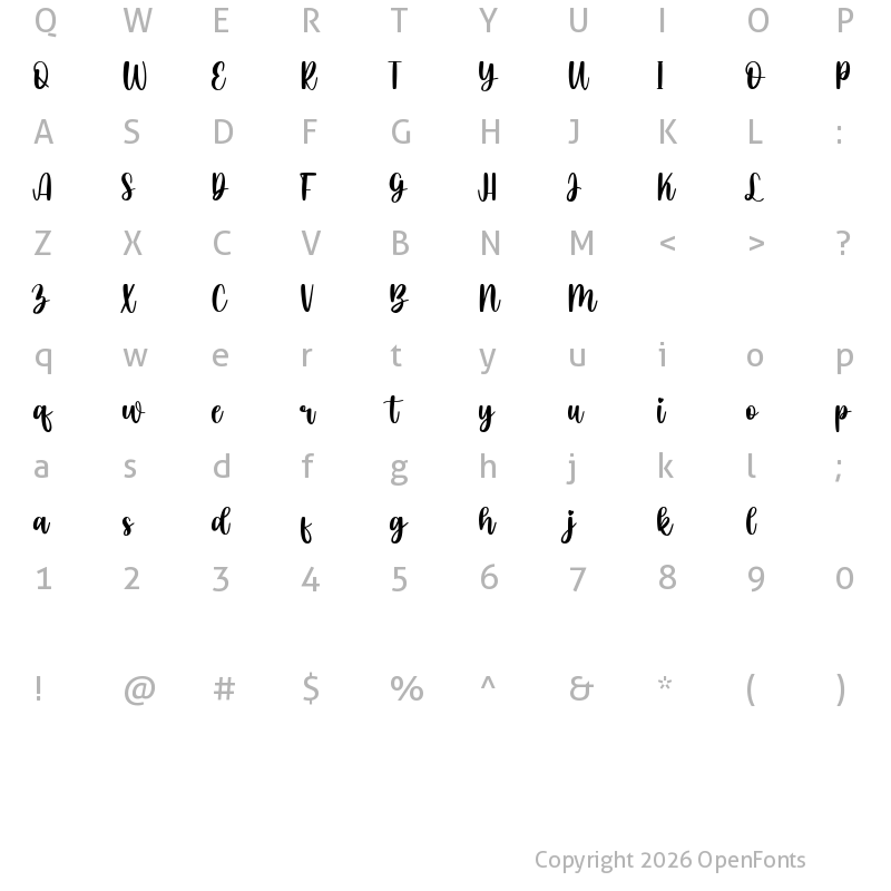 Character Map of eilysa luise DEMO Regular