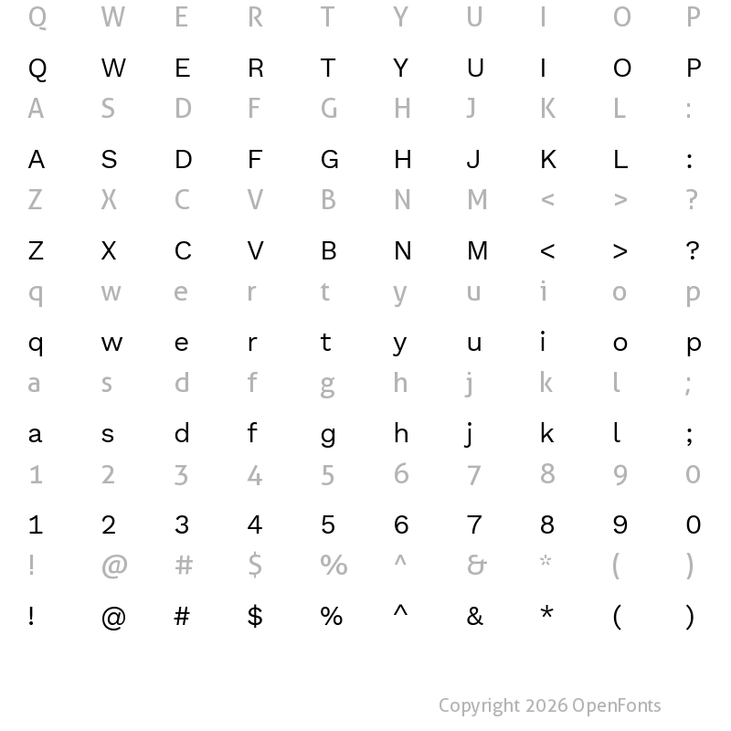 Character Map of Elaine Sans Regular