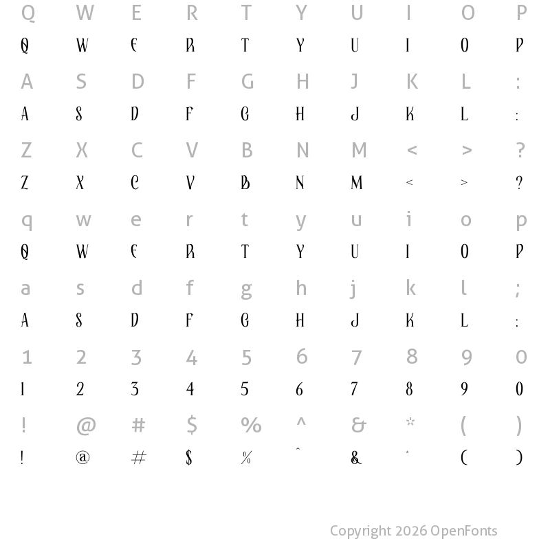 Character Map of ELAPHORAS Regular