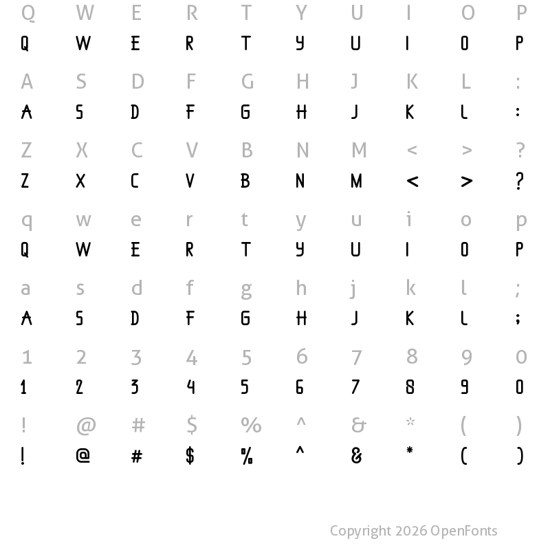 Character Map of ELASTRO Regular