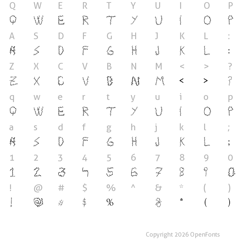 Character Map of Electrica Salsa Regular