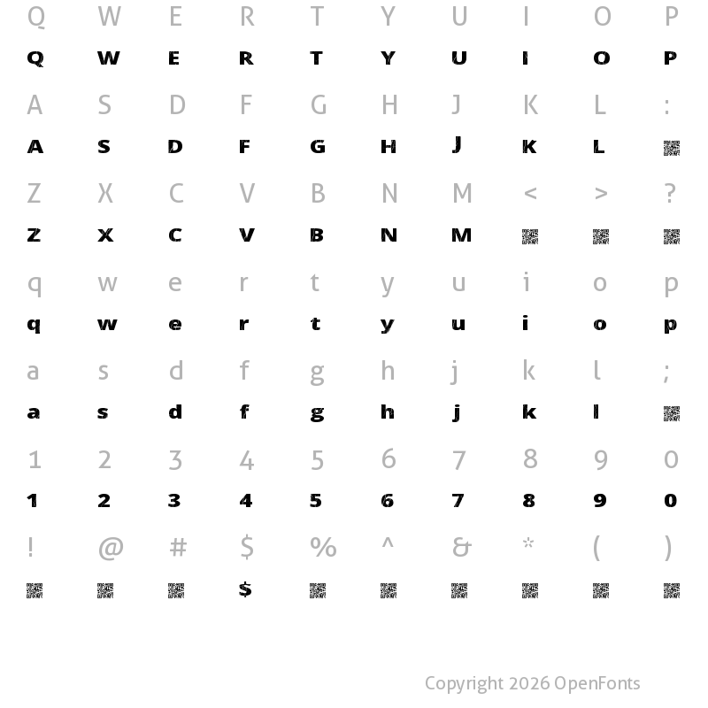 Character Map of ElectricalNeue Regular