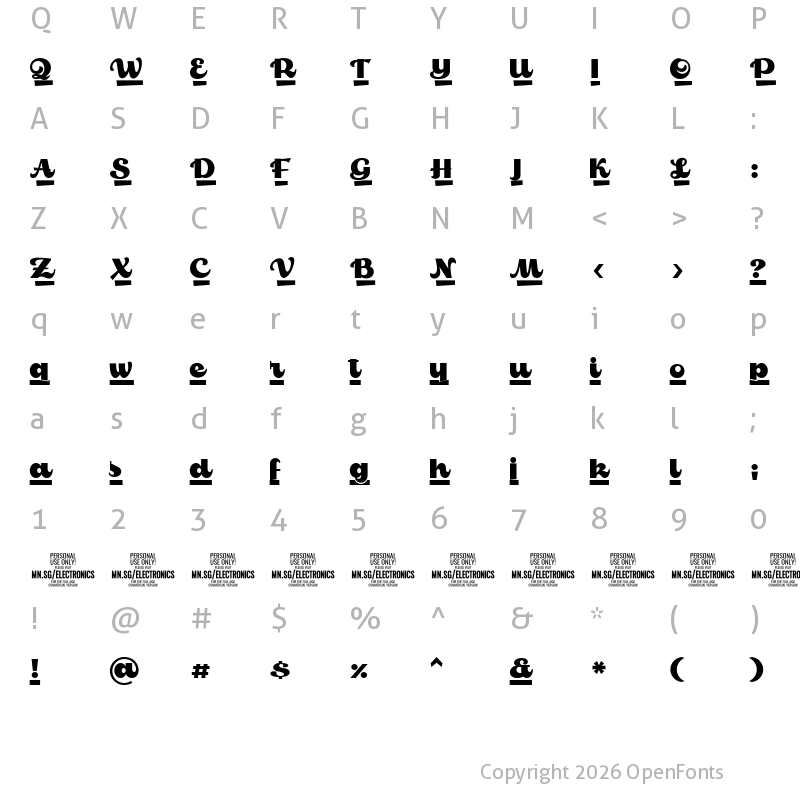 Character Map of Electronics Line PERSONAL USE Regular