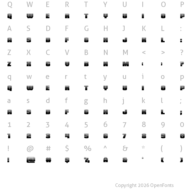 Character Map of Elephant Gun Halftone Regular