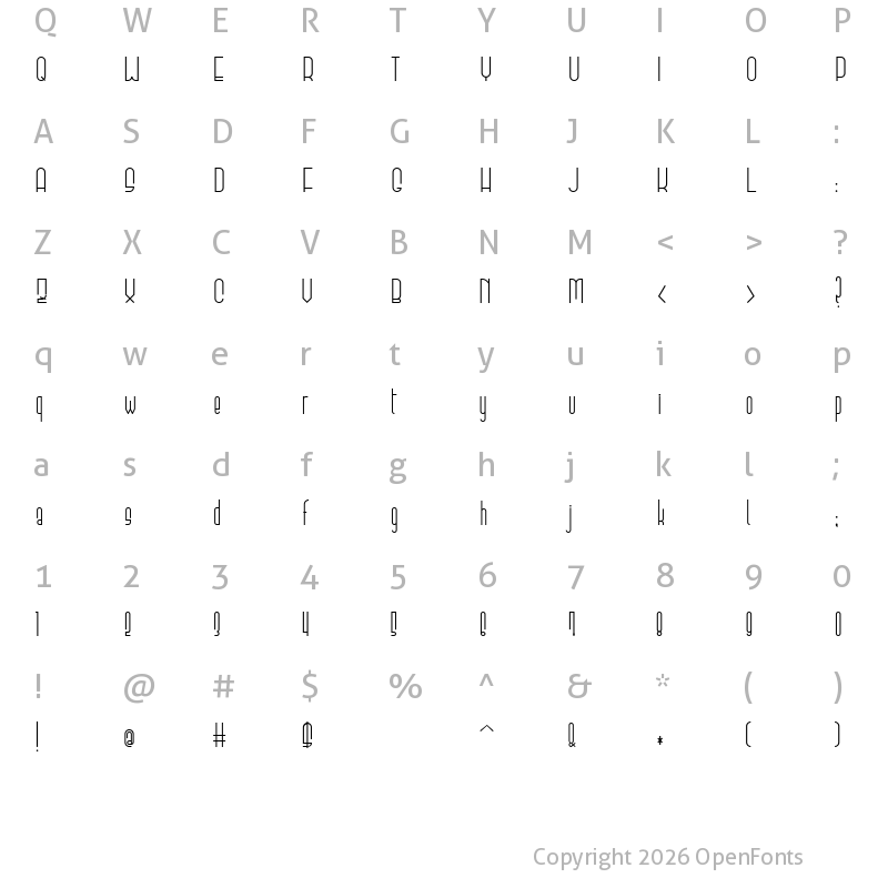 Character Map of Elevant (by pelash) Regular