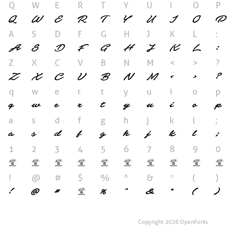 Character Map of Elevate PERSONAL USE ONLY Regular