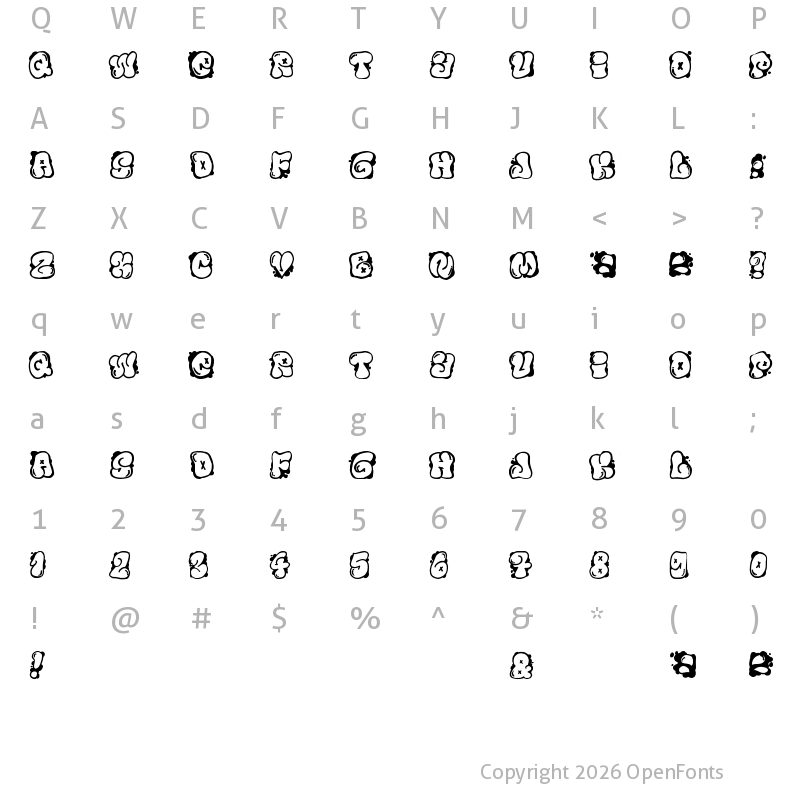 Character Map of El&Font Bubble Regular