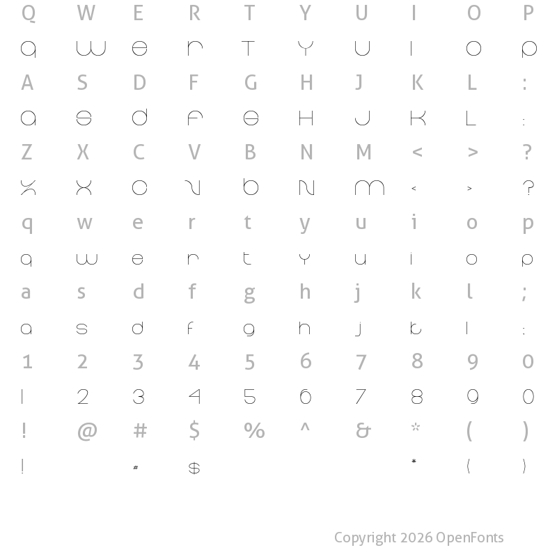 Character Map of Elgrand Regular