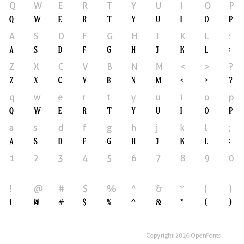 Character Map of Eligated DEMO Regular