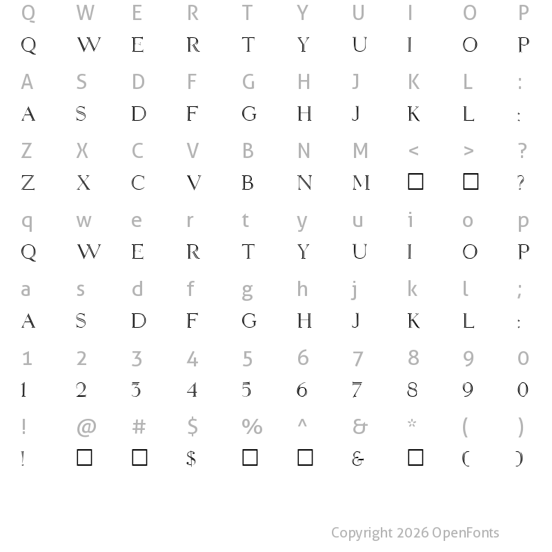Character Map of Elizabeth-ANN Regular