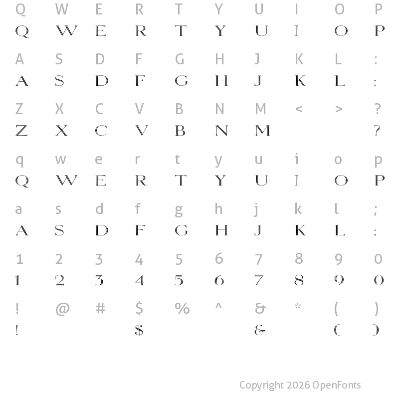 Character Map of Elizabeth Wd Regular
