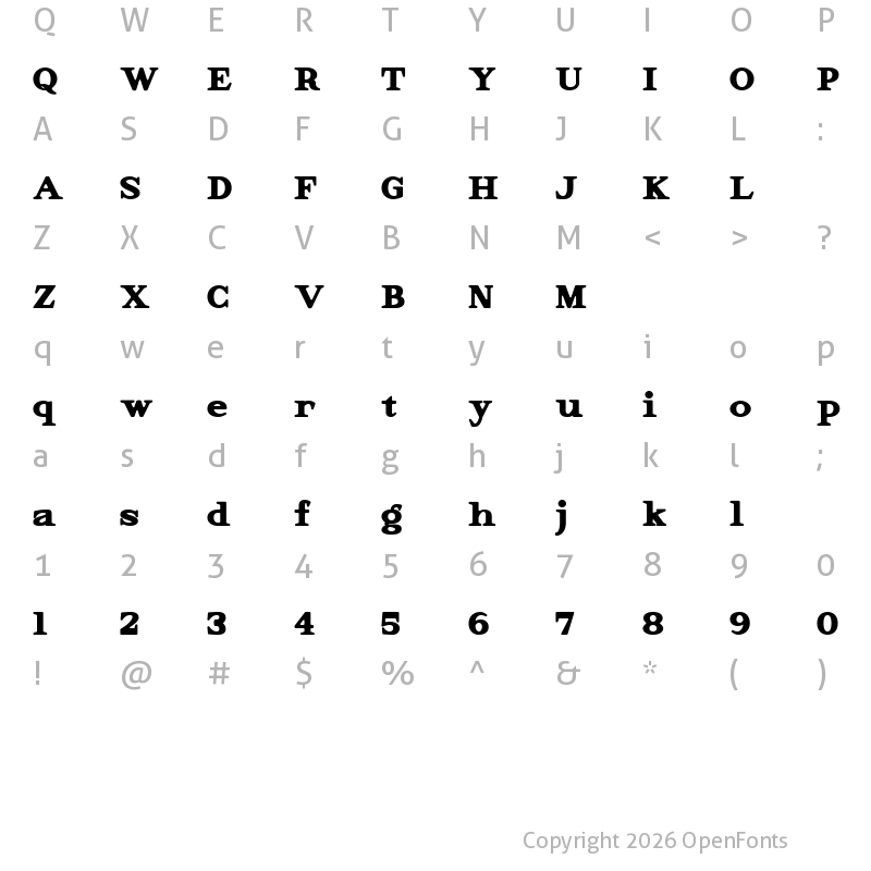 Character Map of Elkoga Bold