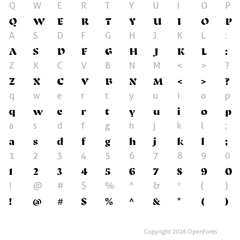 Character Map of Ella Rustic Bold