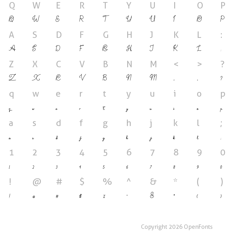 Character Map of Elone Veloz Regular