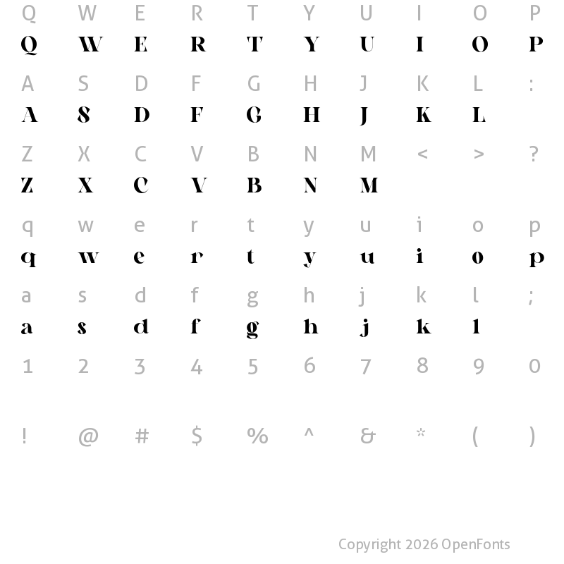 Character Map of Elova Regular