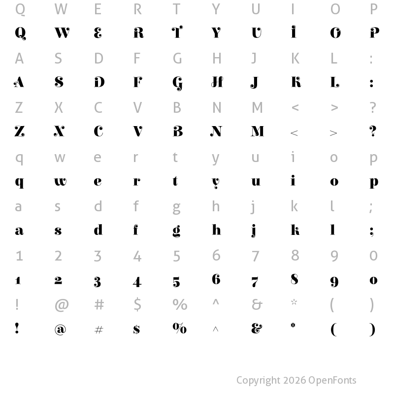 Character Map of Elsie Swash Caps Black