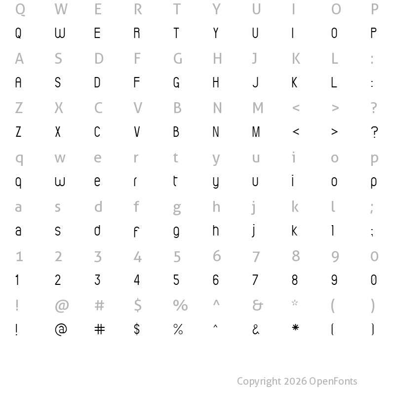 Character Map of ElValleLG Light