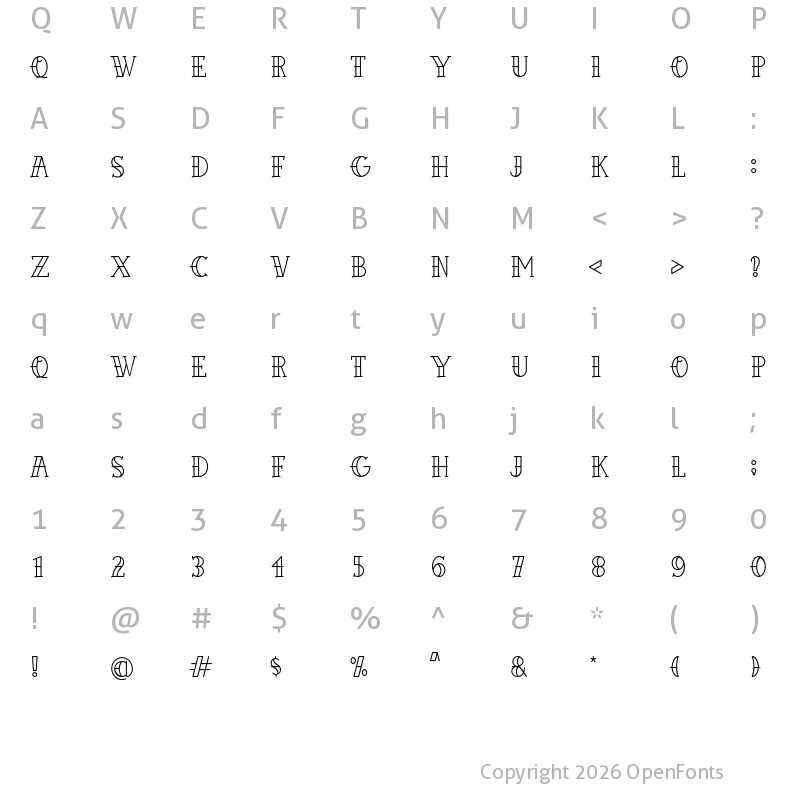 Character Map of Elvishwild Demo Version Regular