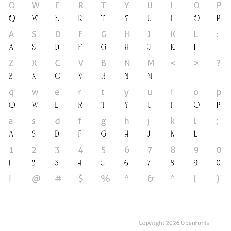 Character Map of Elysian Manor Regular