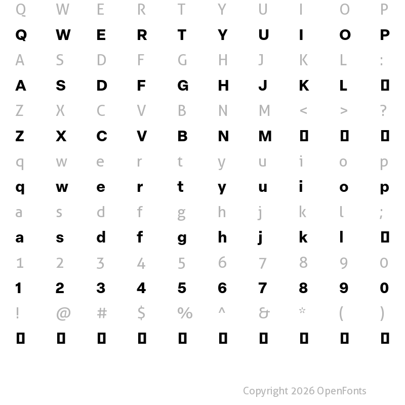 Character Map of Elza Text Trial Bold