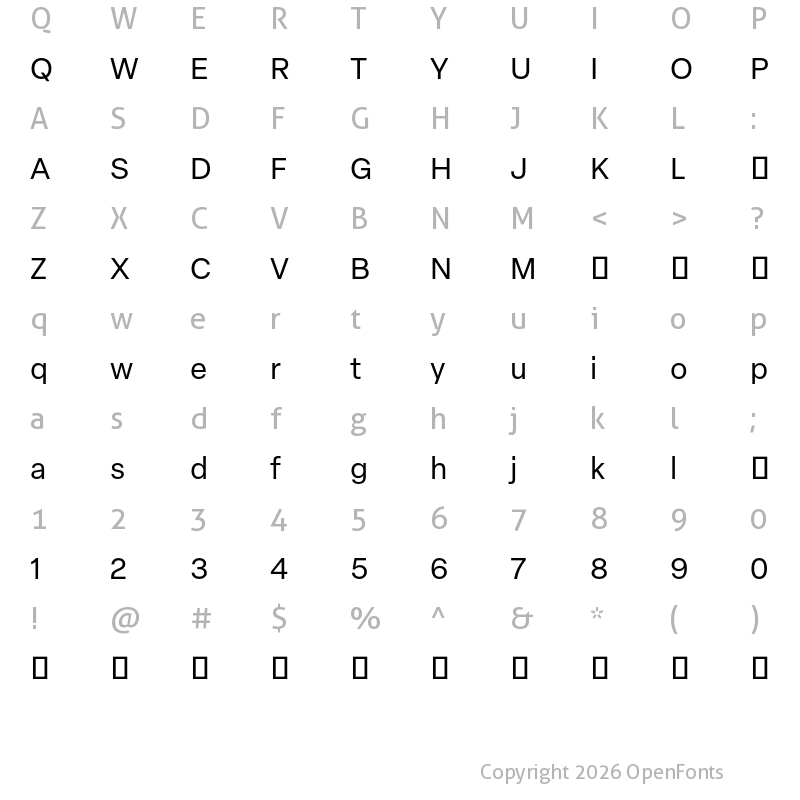 Character Map of Elza Text Trial Regular