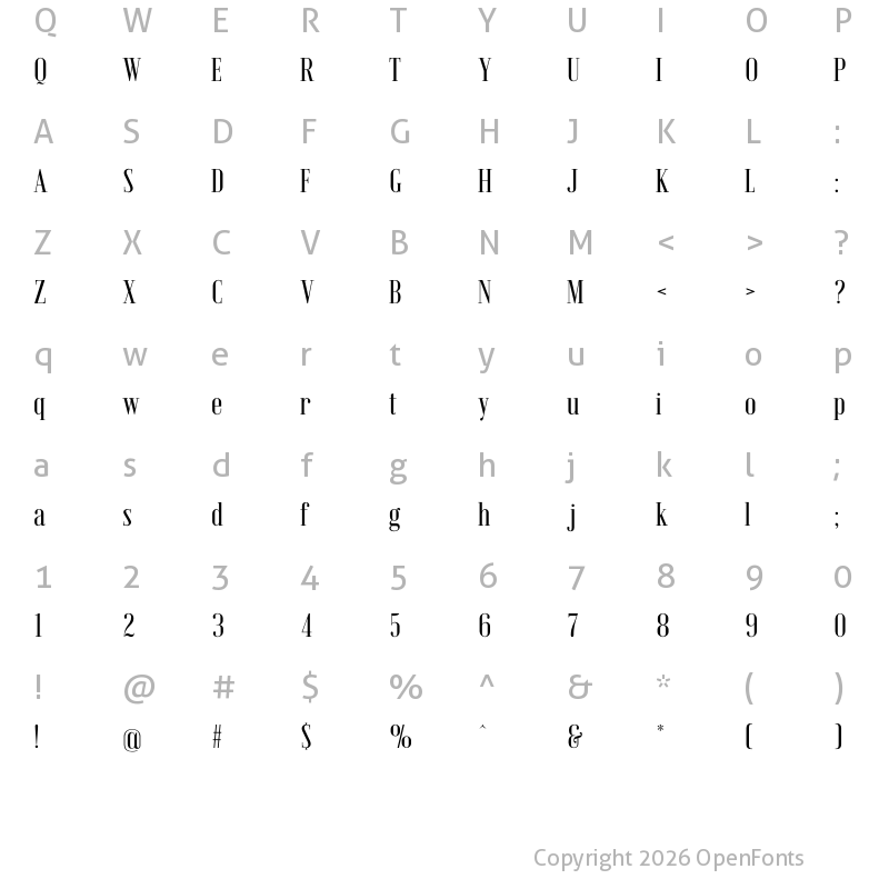 Character Map of Emberly Medium