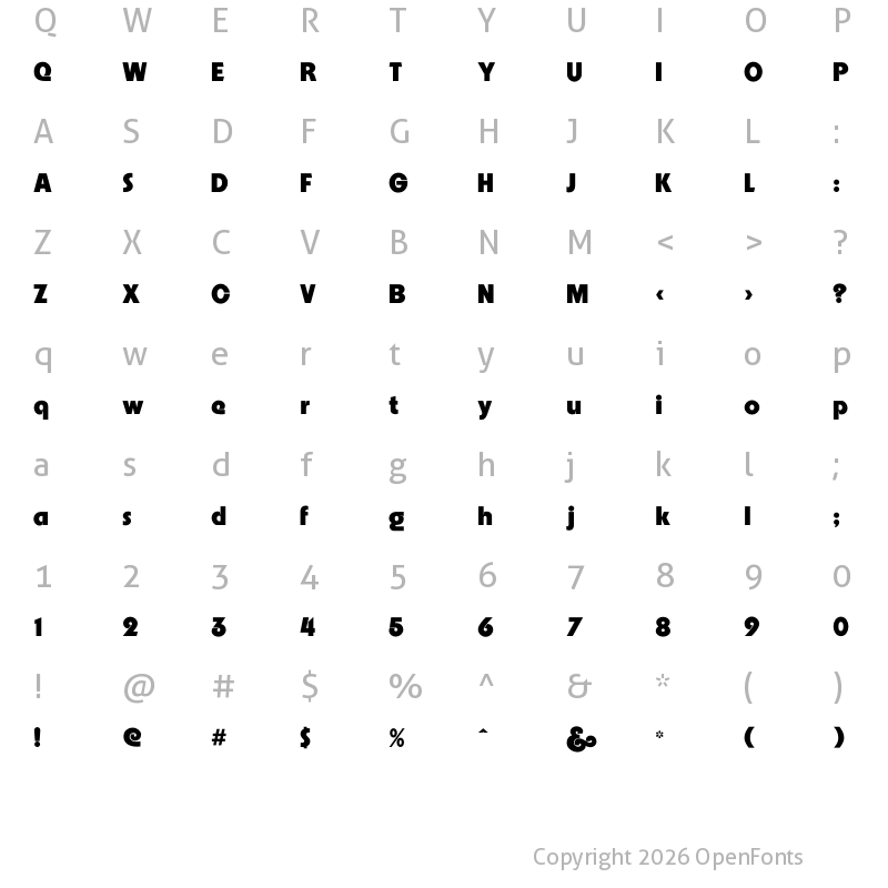 Character Map of Embrionic85 Swash