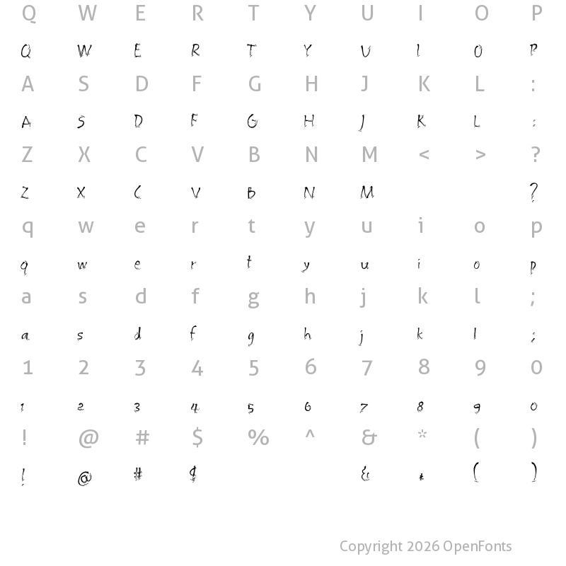 Character Map of Embrush Regular