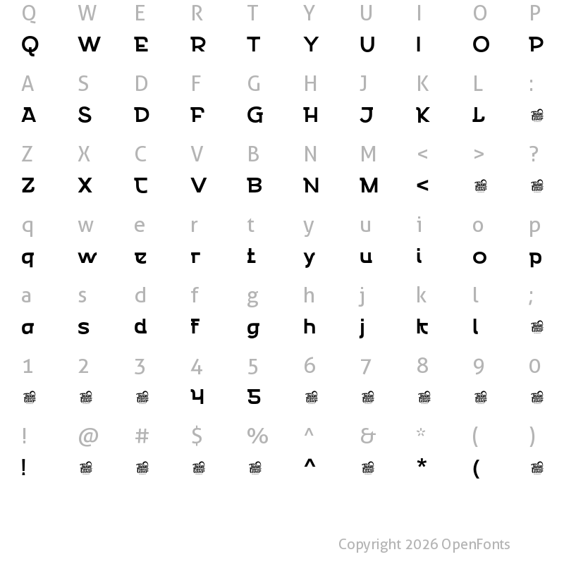 Character Map of Emencut Bold